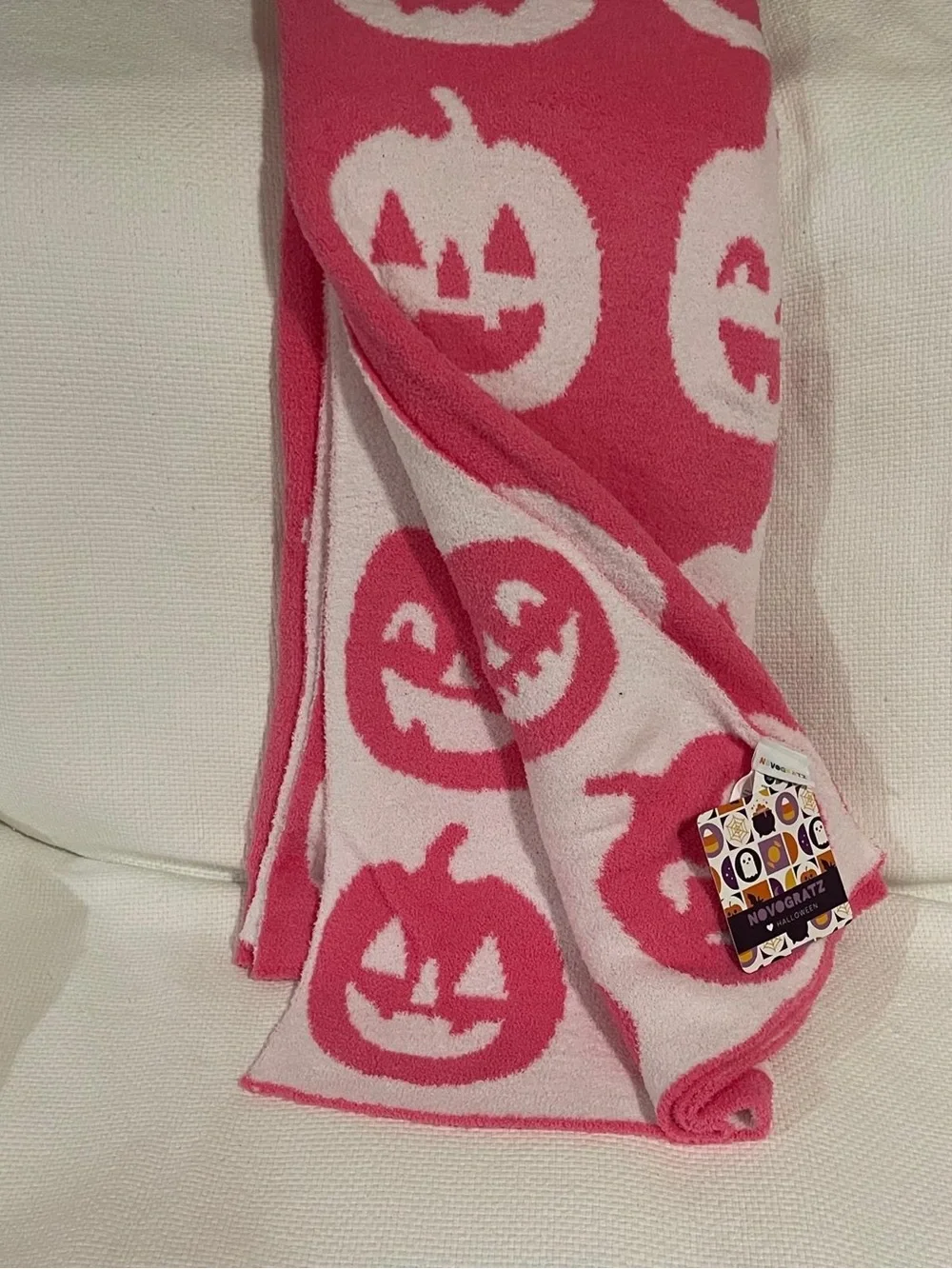 Novogratz Feather Pink Oversized Pink Throw Happy Pumpkin Throw Halloween Throw